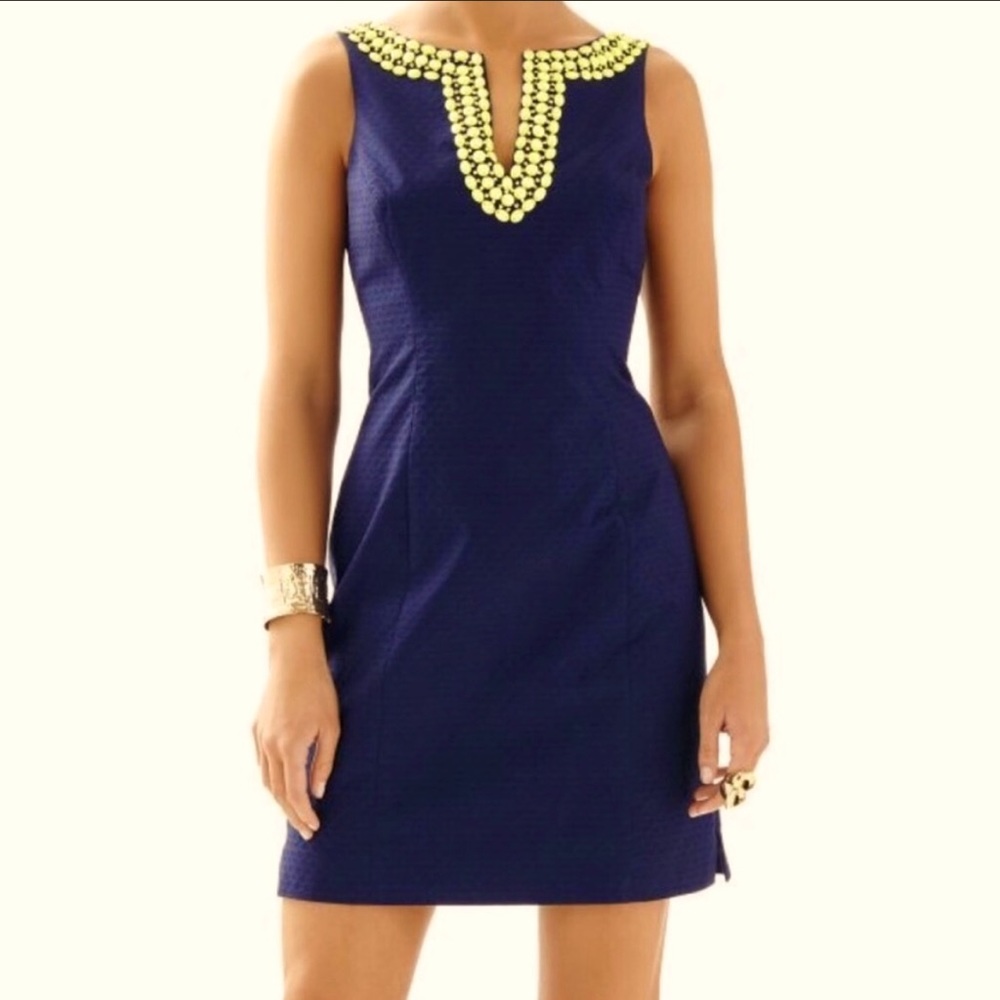 Lily Pulitzer Limoncello Beading Shift Dress SZ (2)